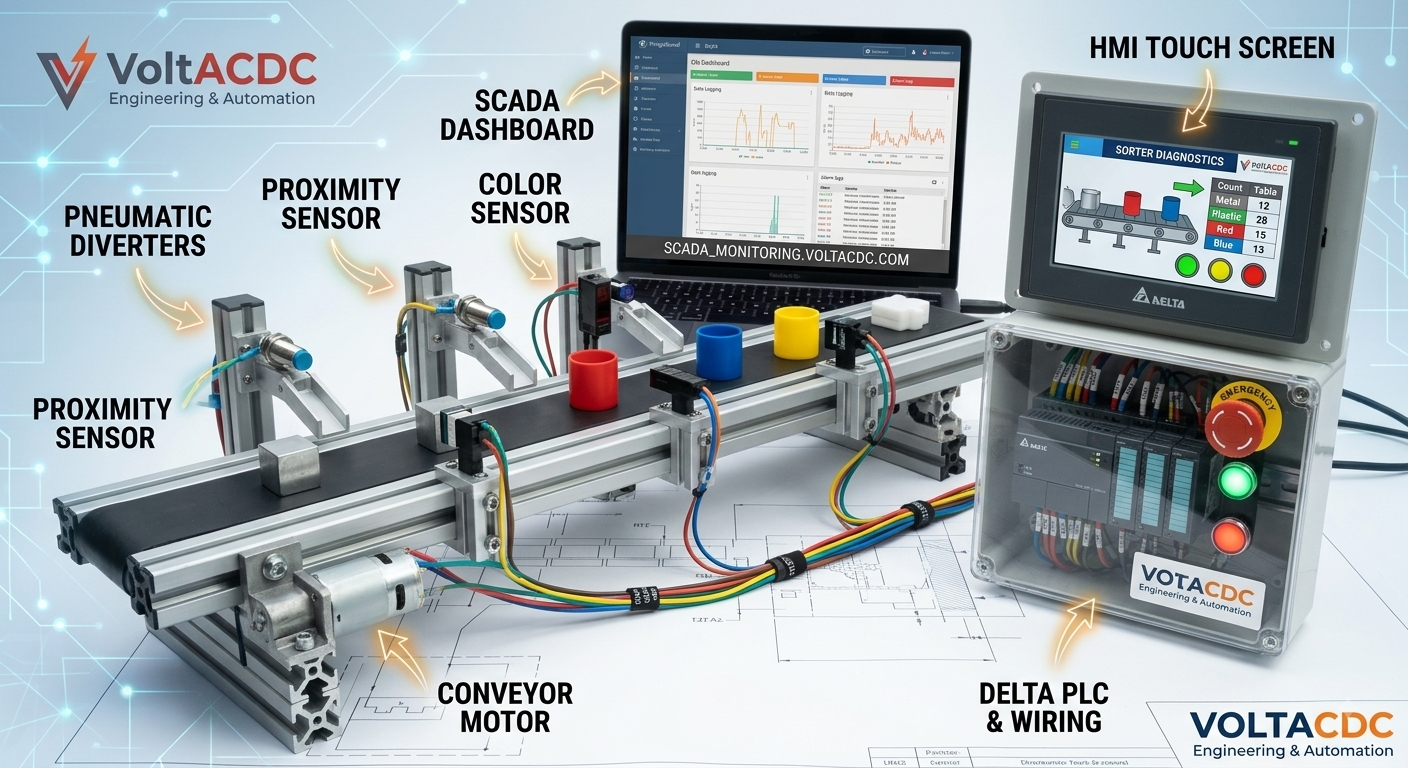 plc scada conveyor sorting system hmi voltacdc plc scada conveyor sorting system hmi voltacdc